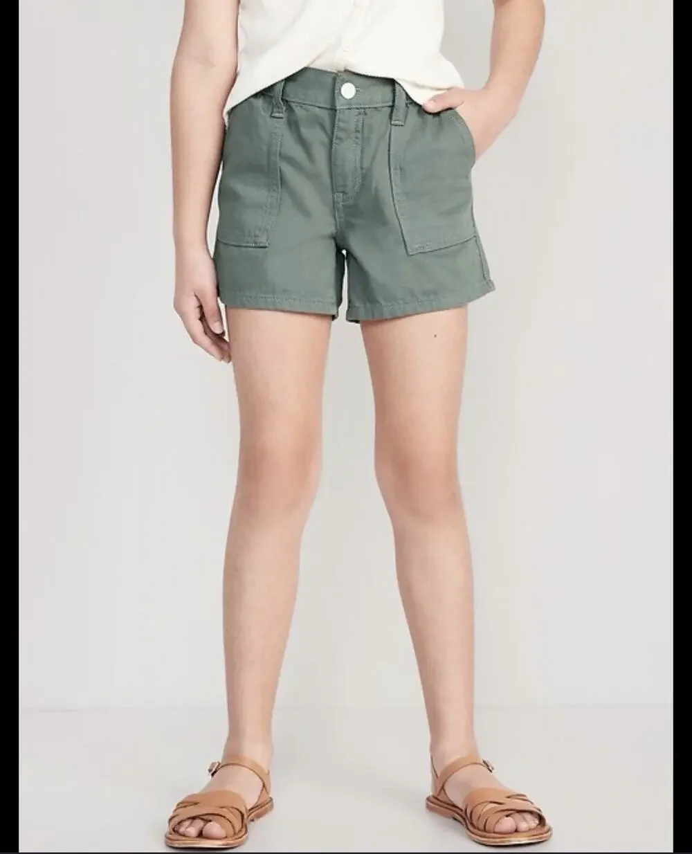 Old Navy Girls Jean Shorts Boho Festival Cowgirl Country Olive Green Cotton L